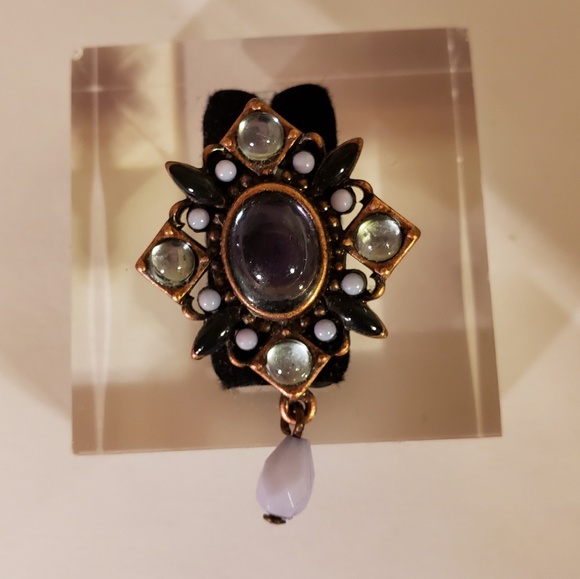 Vintage 1990s Cabochon Crystal  Earrings - Picture 3 of 3